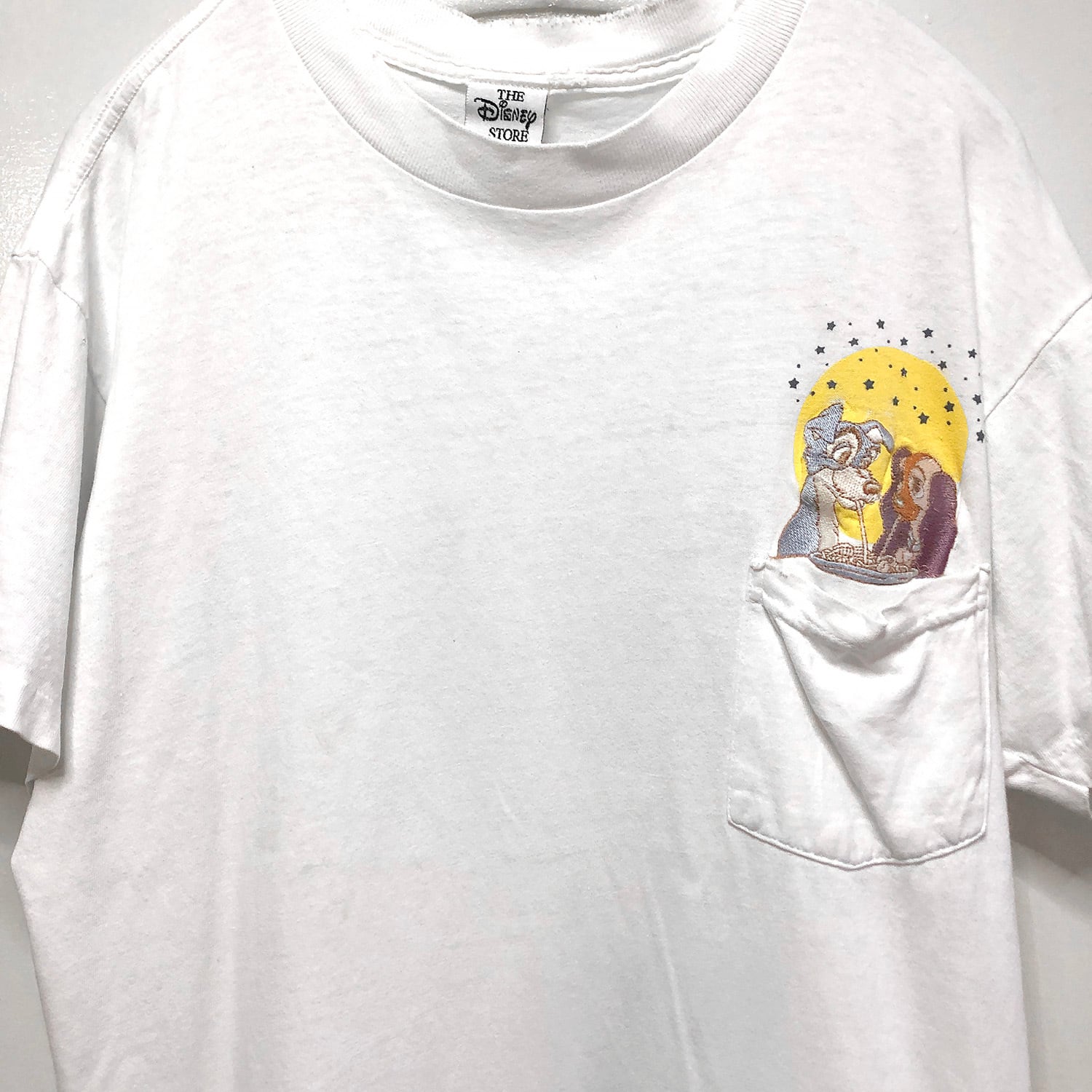 90S ヴィンテージ ディズニー わんわん物語 トランプ＆レディ 刺繍 Tシャツ