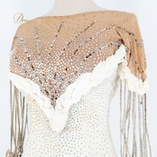 社交ダンス 衣装 クリスアン chrianne スタンダードドレス ワンピース ドレス スタンダード 白 フロート レース ゴージャス デモ 競技 ダンス パーティドレス パーティ イングランド製 発表会 ホワイト系 ストーン エレガント フォーマル おしゃれ かっこいい パフォーマンス用 高級感 競技会用