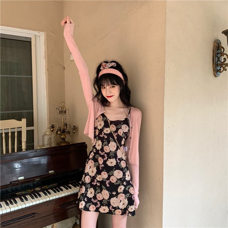 ライトマチュアスーツ女性Xiagangフレーバー新しいスタイルのシフォンフローラルドレス+短く薄い日焼け止めシャツコートのトレンド 1号婦人53294415244