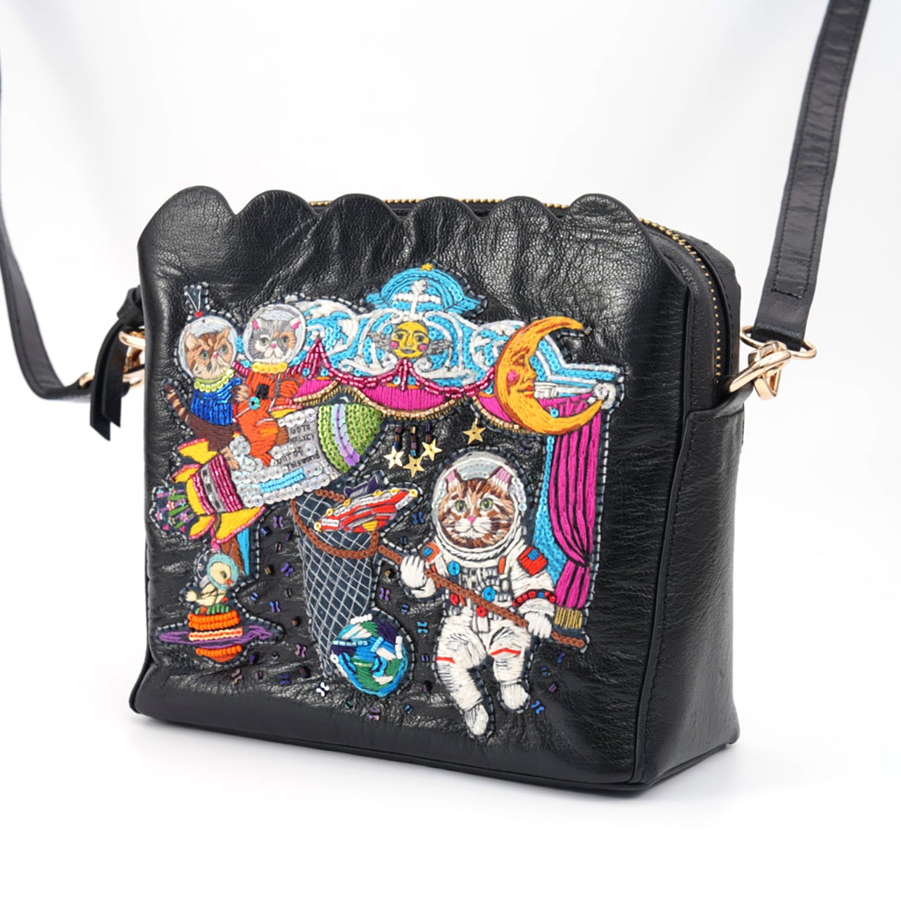 スカラップショルダーバッグ Space trip(black) | tamaobazaaar