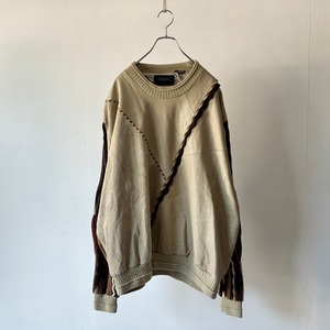 -Saxony Collection- leather switching 3D design knit