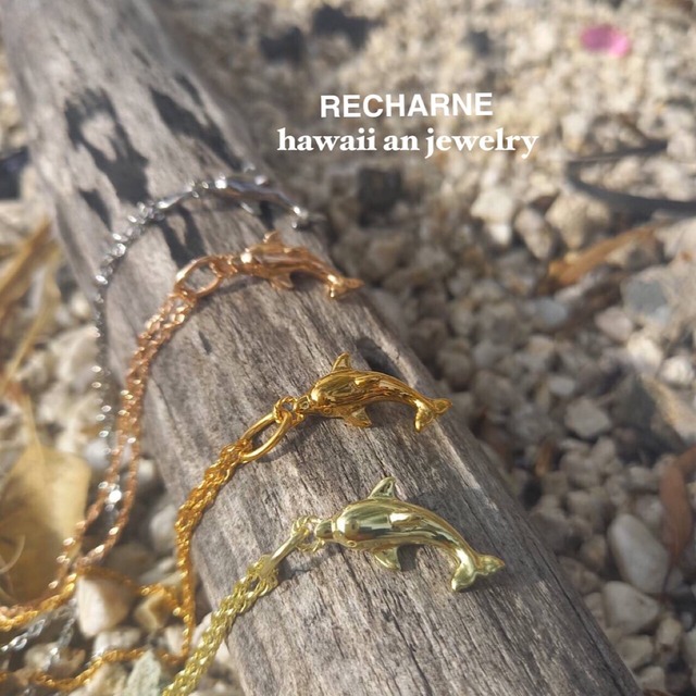 Hawaii an nai'a necklace 24k.ピンク.グリーンゴールドコーティング