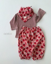 韓国子供服 / 26Autumn / Aosta / イチゴパンツ / 秋服 *S~XXL*