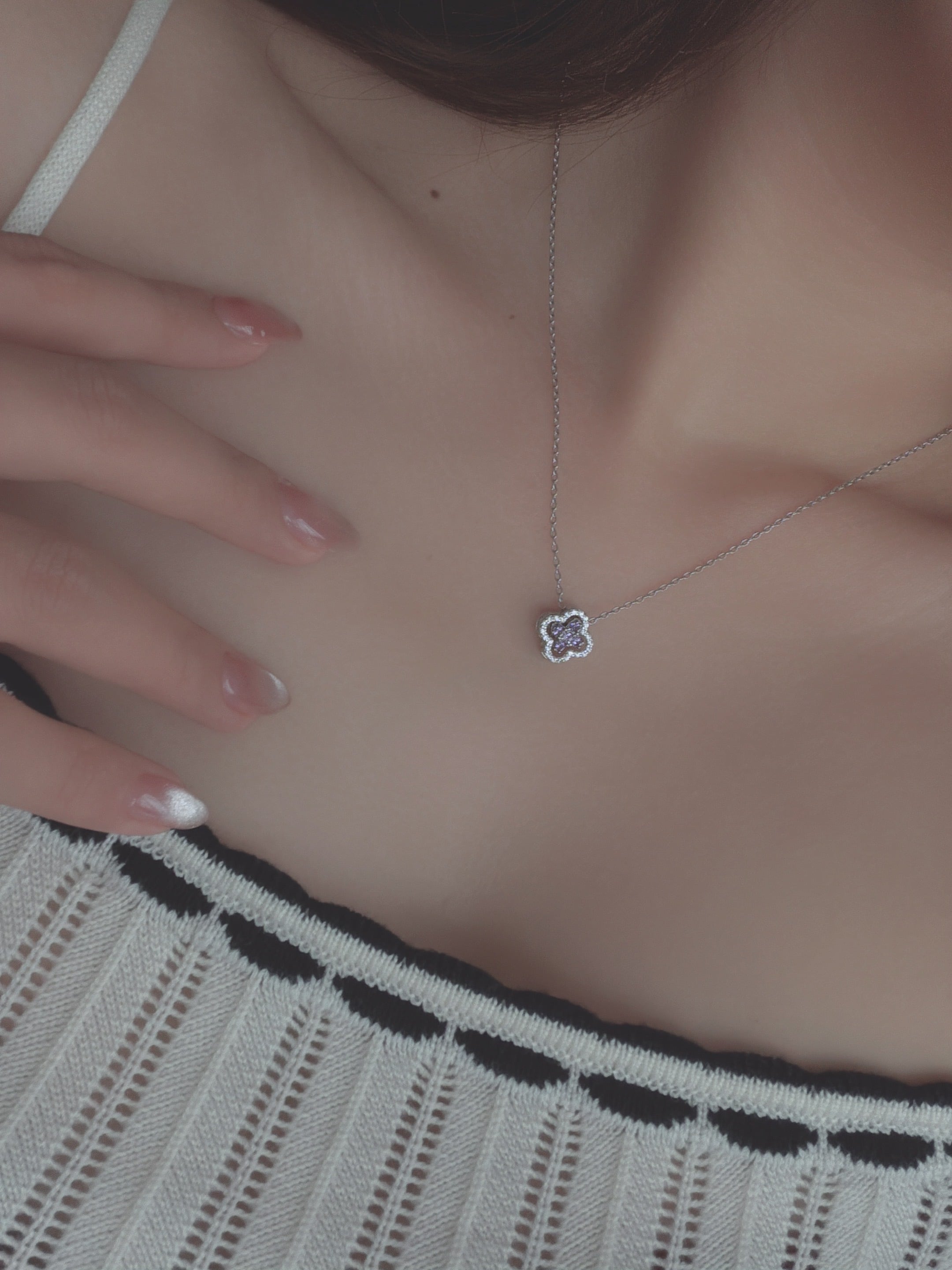 mini clover flower necklaceパープル | SASSY ANGEL