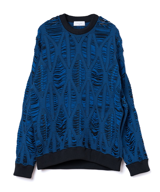 LACE ARAN CREW-NECK KNIT(BLK)