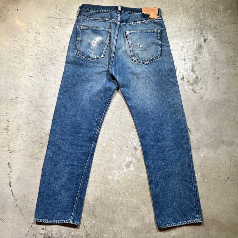 60's LEVI'S リーバイス 501XX デニム ギャラ無し 最終期 隠しリベット無し Big E 刻印K Vステッチ 足長R リペア  ダメージ有り ウエスト実寸W32インチ 希少 ヴィンテージ BA-2326 RM2745H | agito vintage powered by  BASE