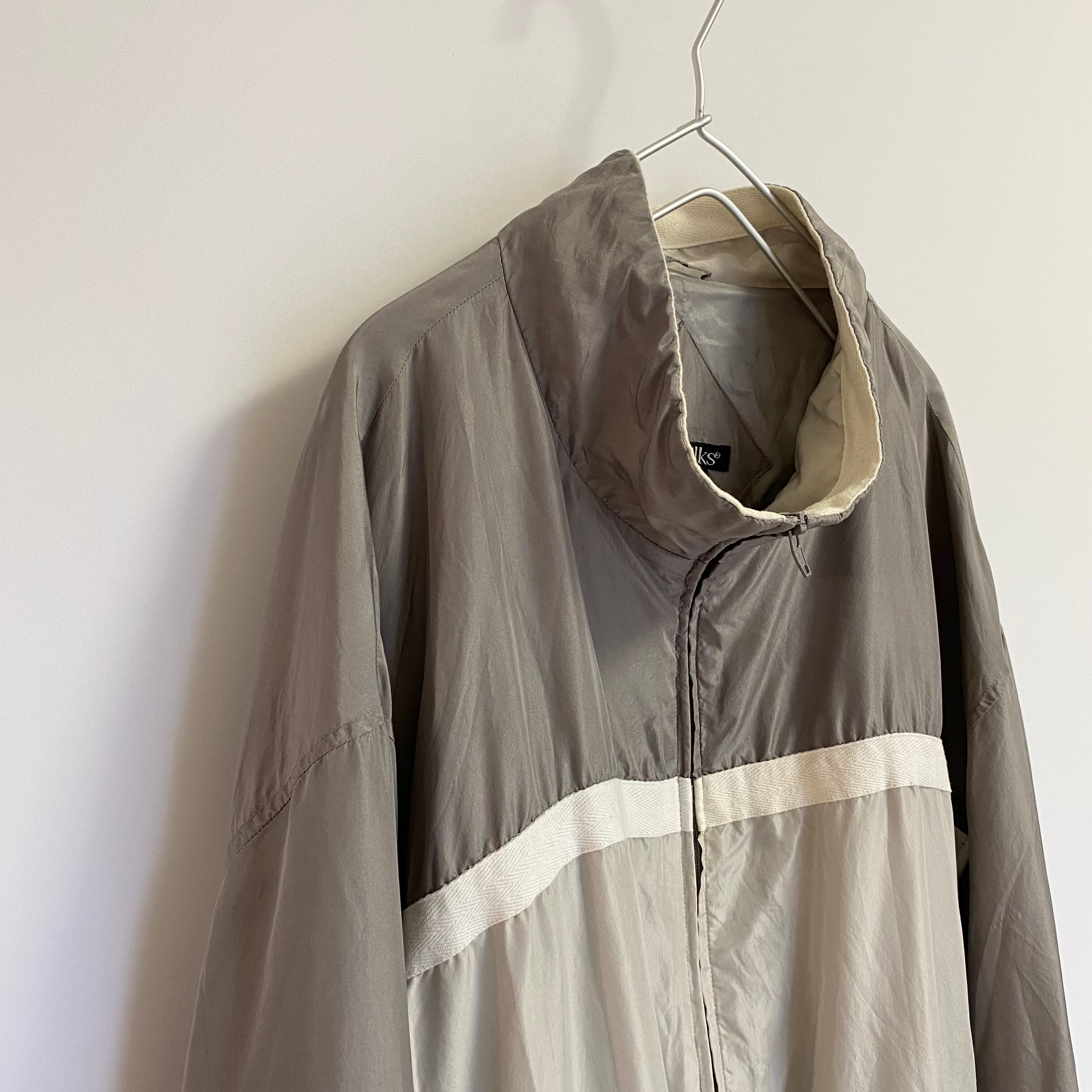 Used USA gray border silk jacket アメリカ 古着 グレー ボーダー