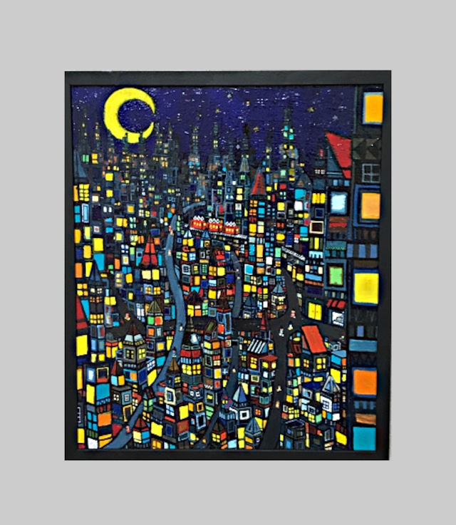 OIL COLOUR | 夜のまち | CITY | 油彩画