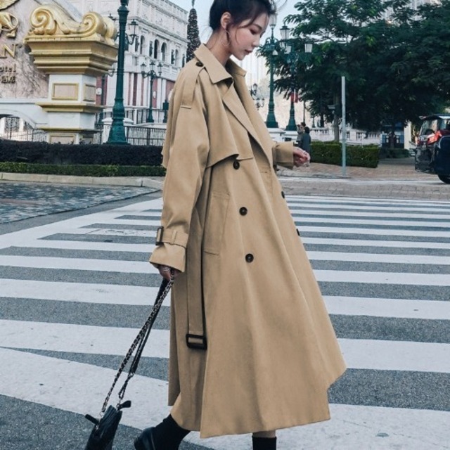 【コート】大きいサイズ トレンチコート レディース エレガント 春 きれいめ アウター 春 秋 冬 20代 30代 40代 ロング トレンチコート スプリングコート きれいめ おしゃれ シンプル カーキ ブラック 黒 S M L XL 2XL