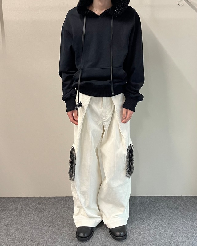 【26/AW Oscar Ouyang】Black/Black knit sparkly sleeping hat hoodie