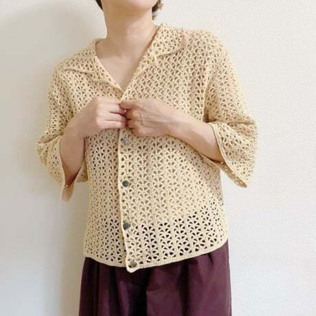 [Pattern] ストライプメッシュ開襟カーディガン