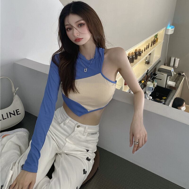 カラーショートトップス オータム薄手シャツ ロング 秋物 ピュア ステッチ ガールズファッション76916616072