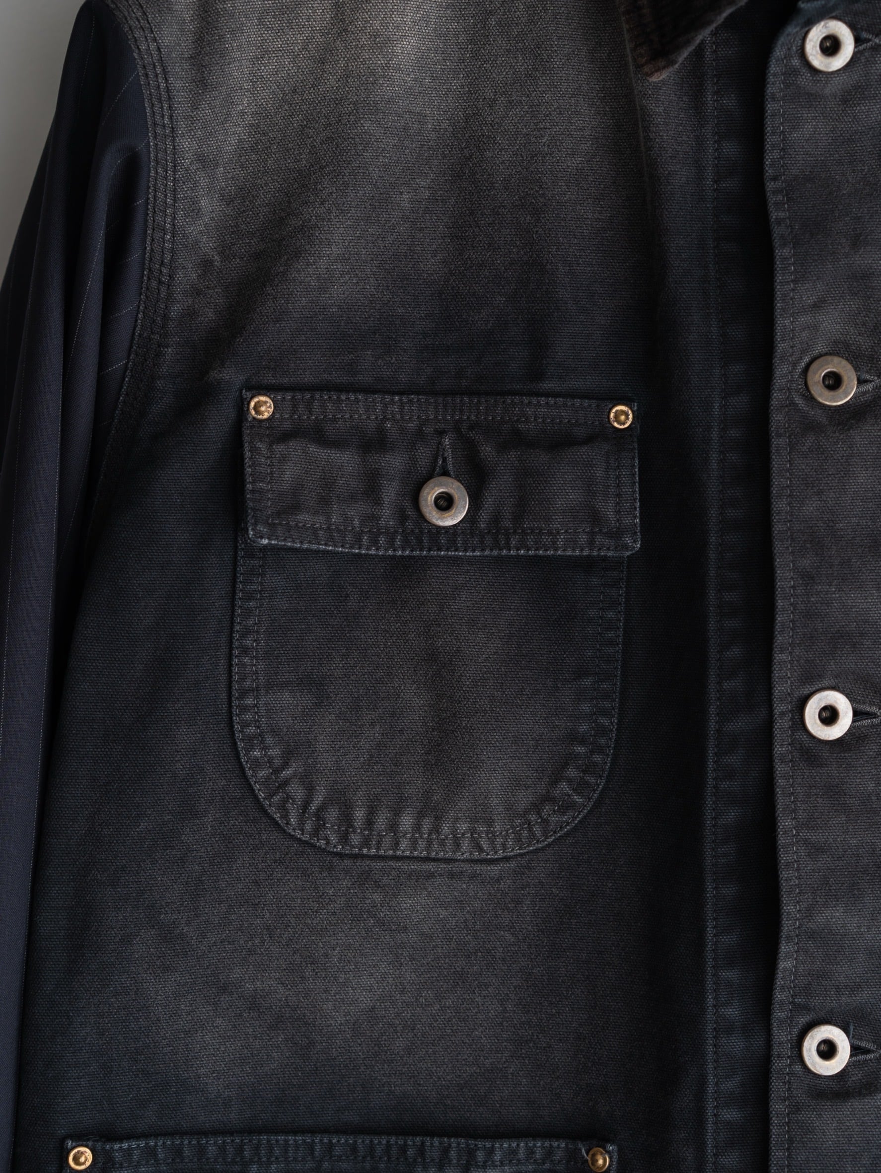 KHOKI Vintage-effect work coat BLACK 25ss-co-01 | BEST KHOKI Vintage-effect work coat BLACK 25ss-co-01 | BEST