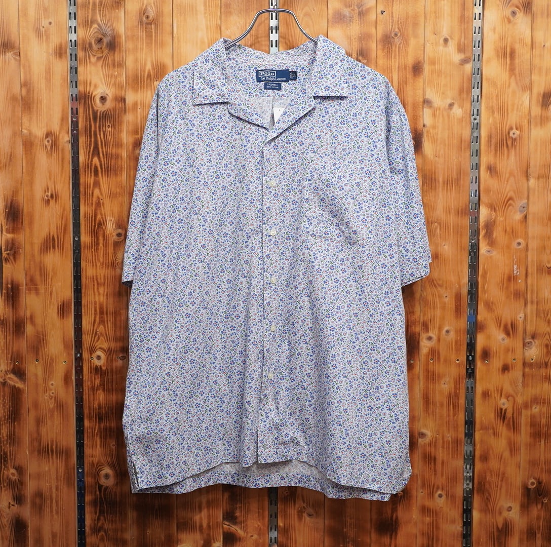 90s ralphlauren caldwell 開襟シャツ LL/ラルフローレン オープンカラーシャツ 半袖 花柄