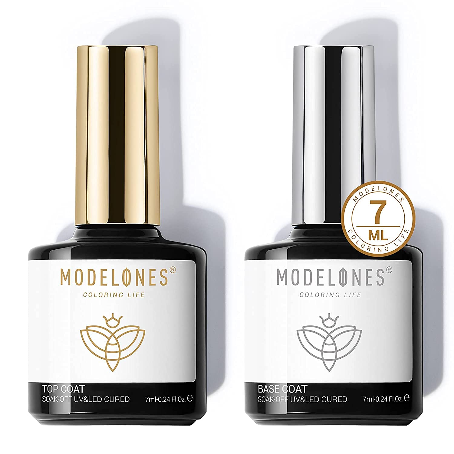 【努力特価】Modelones ジェルネイル トップコートキット ベースコート&トップコート セット UV LED 対応 速乾 7ml*2