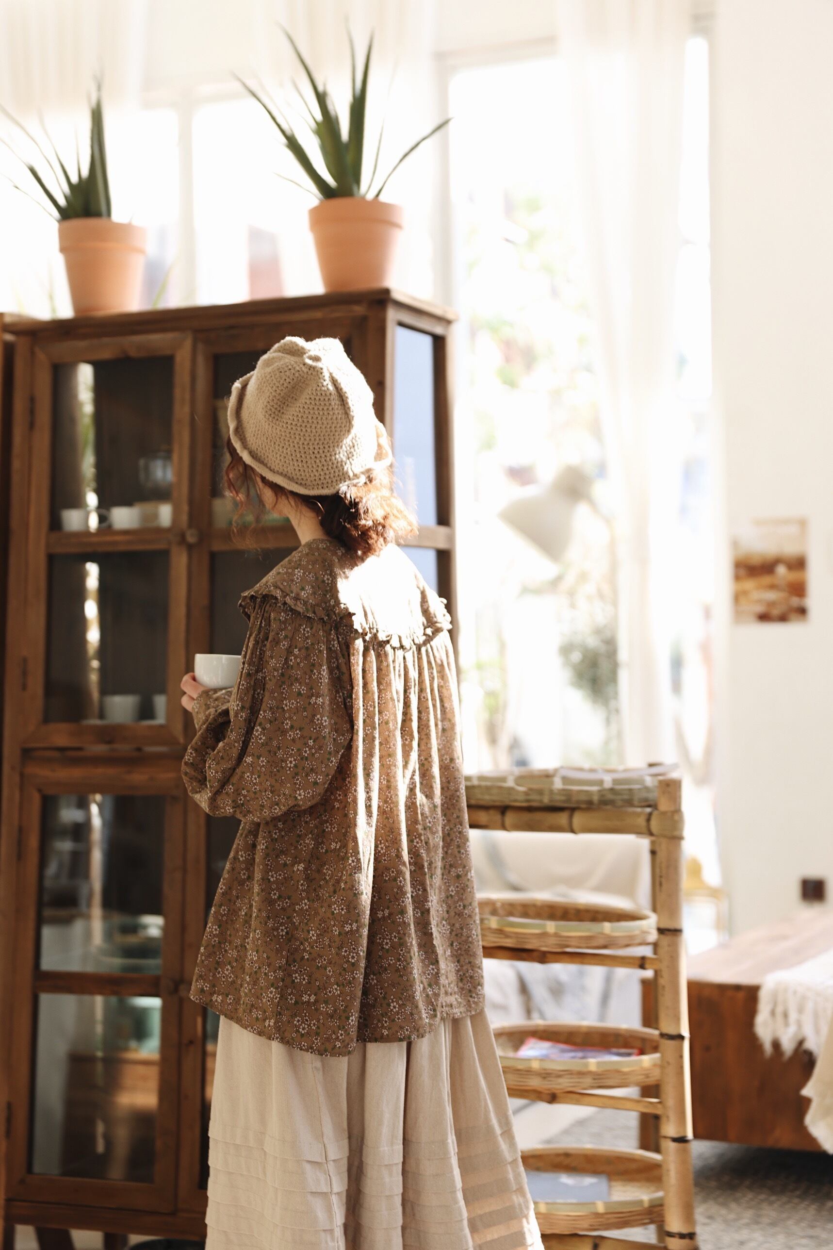 送料無料 レトロ森ガール 小花柄ブラウス カジュアル かわいい 通学 学生 トップス フリル襟 Lamitte Deco トレンド 韓国ファッション ショップ Base店