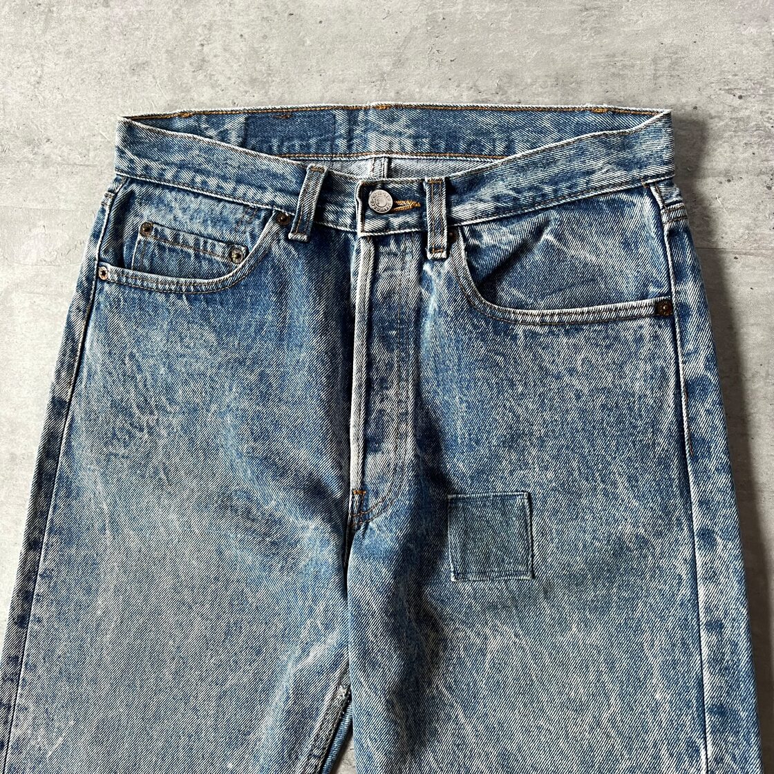 90s “Levis 501” W31L32 chemical washed denim pants made in usa 80 