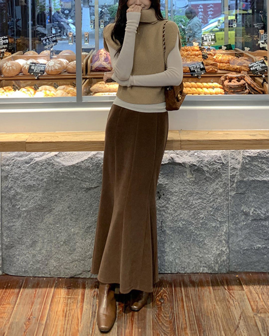 マーメイドラインニットスカート l5249