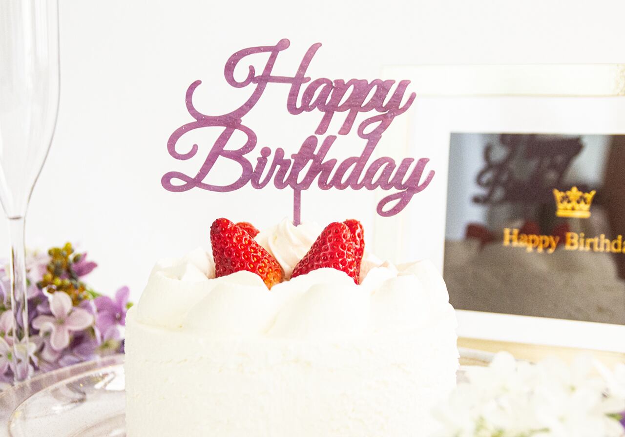 文言変更可】ケーキトッパー大：Happy Wedding, Happy Birthday