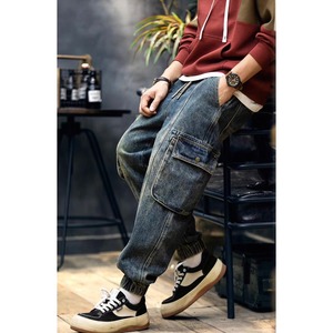 Denim cargo jogger pants 1288