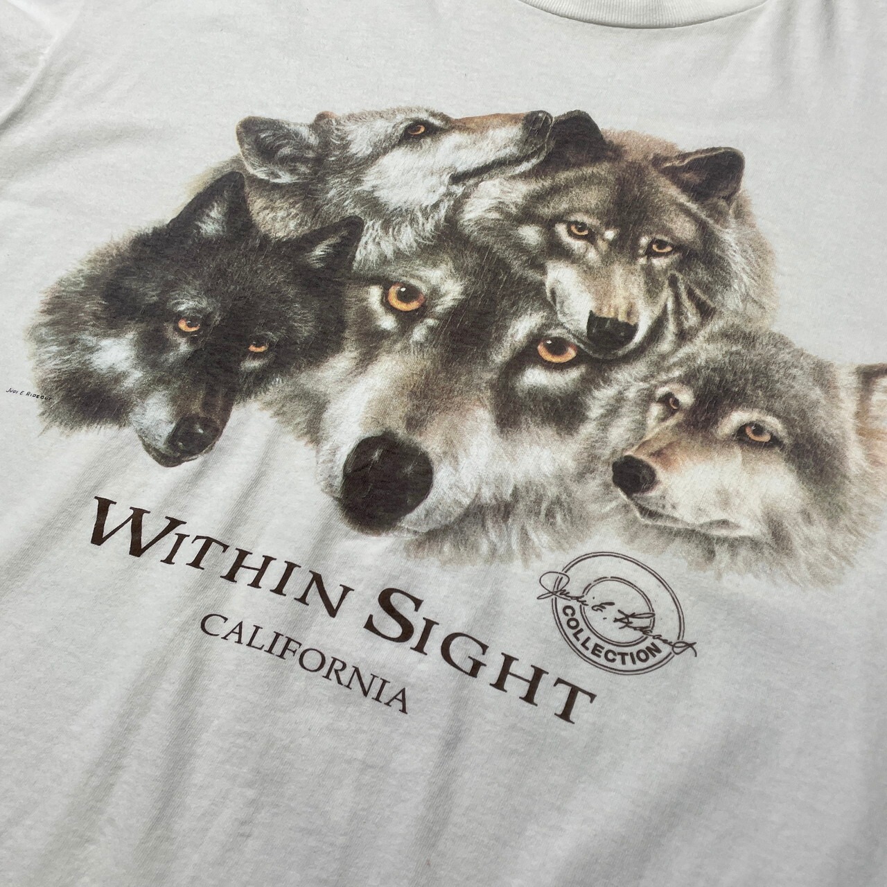 90年代 USA製 WITHIN SIGHT オオカミ アニマルプリント Tシャツ メンズ 