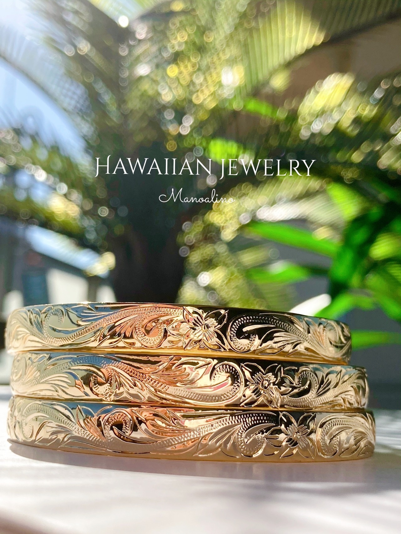 "手彫り"8mm Bangle Hawaiianjewelry(ハワイアンジュエリー8mmバングル)