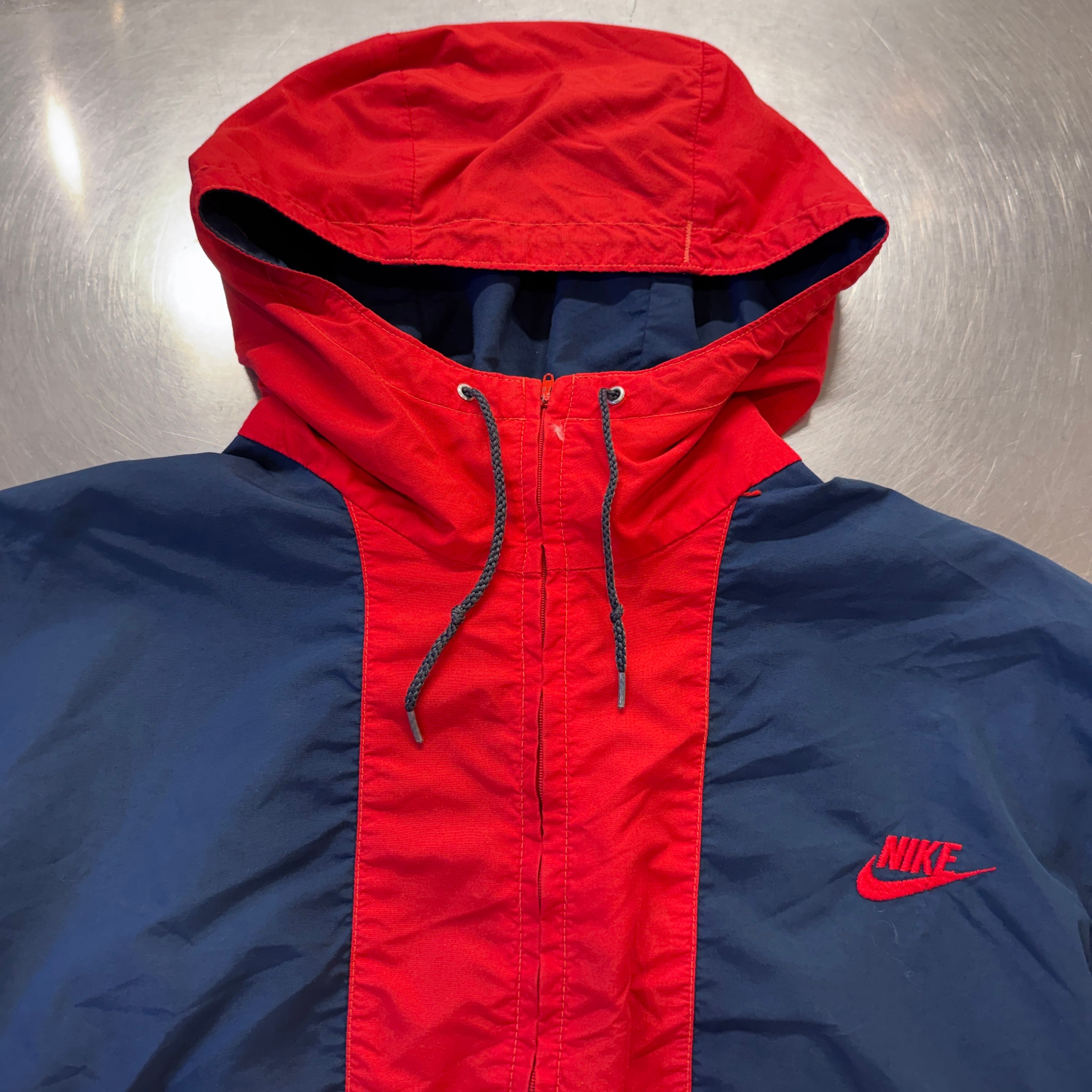 1980s NIKE H/Z NYLON JACKET NAVY/RED | safarionline