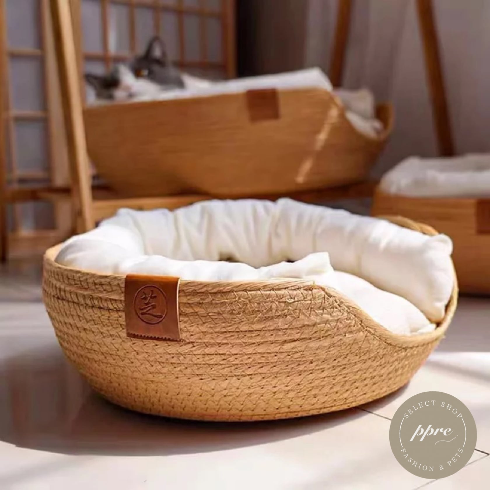 ラタン バスケット ペットベッド 犬 猫 ペット用品 寝具 クッション
