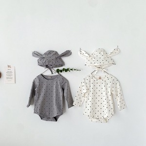 【BABY】ドット柄ロンパース＆帽子付き