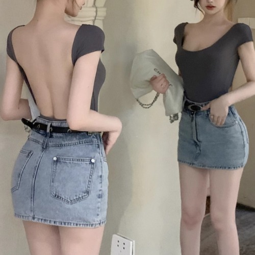 3色／スクープドアウトバックトップス ・10271