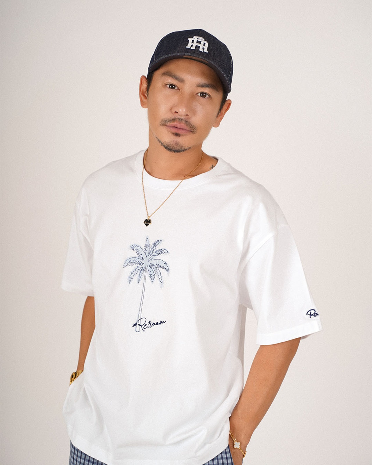 【#Re:room】PALM TREE EMBROIDERY T-SHIRT［REC920］
