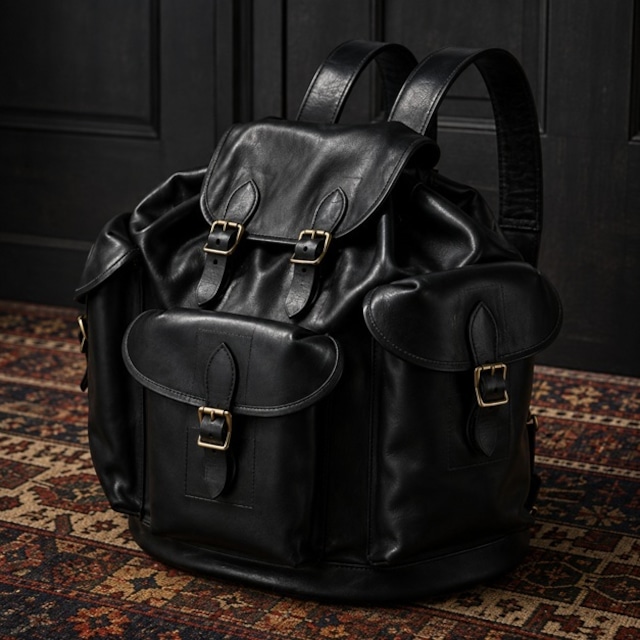 VASCO(ヴァスコ)~LEATHER ARMY RUCKSACK BLACK~