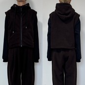 Wzipフリースフーディーvest/ブラウン