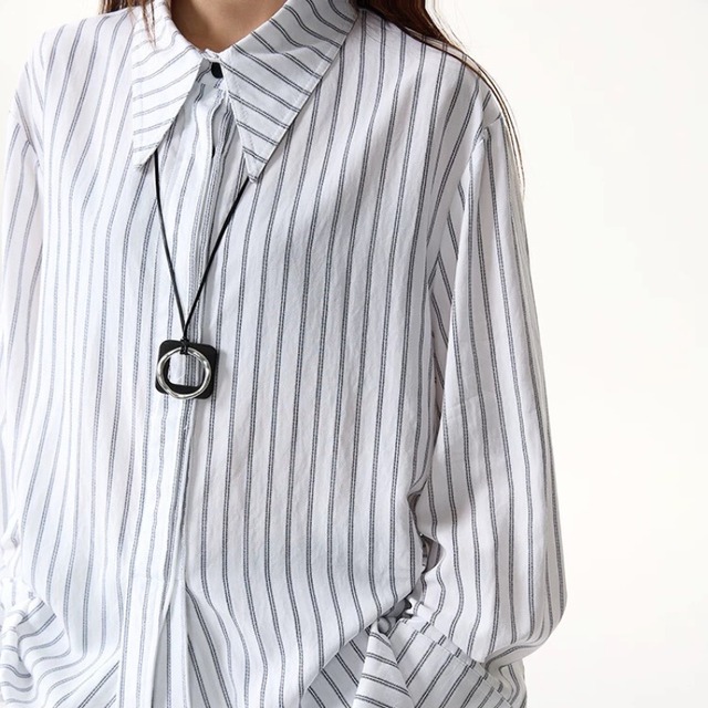 Striped oversized long shirt【2color】 C1267