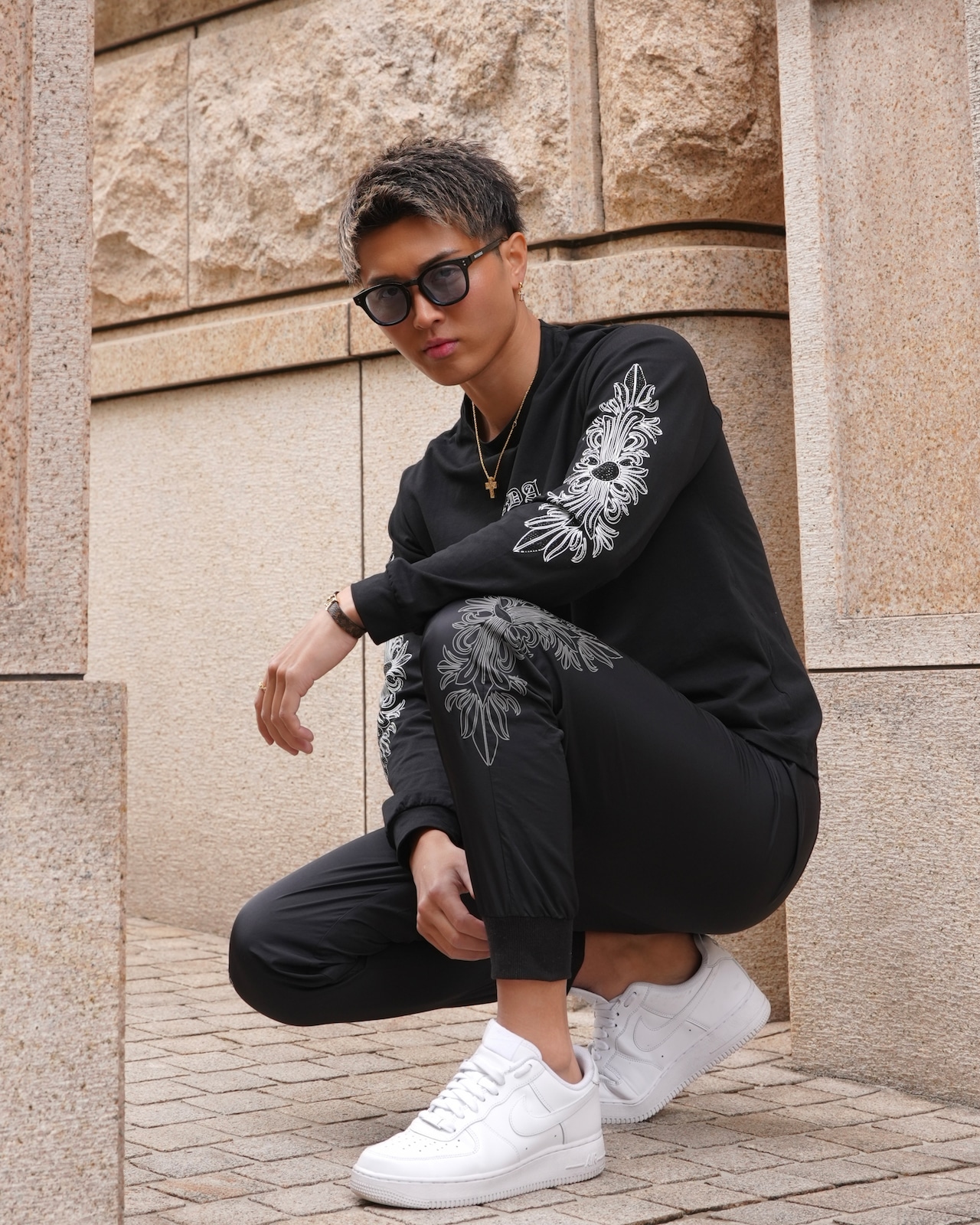 RHINE STONE SHIRTS BLACK【BB25034】