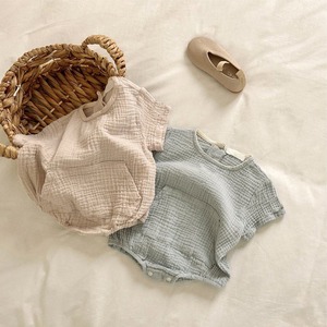 【BABY】ポケット付き無地ロンパース
