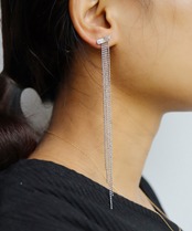 S925 ジルコニア×ボールチェーンピアス/018118