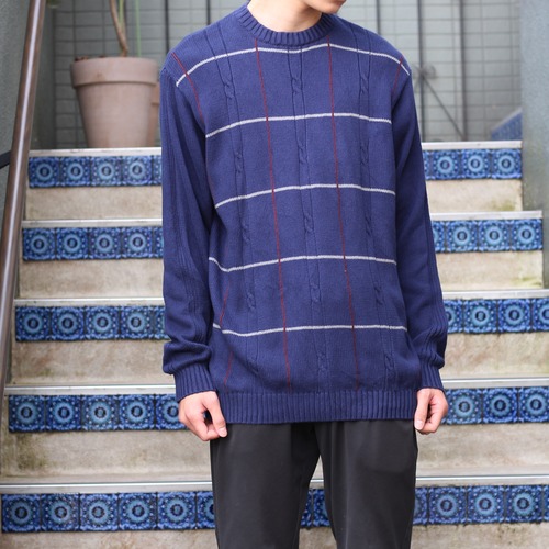 USA VINTAGE CHECK PATTERNED KNIT/アメリカ古着チェック柄ニット