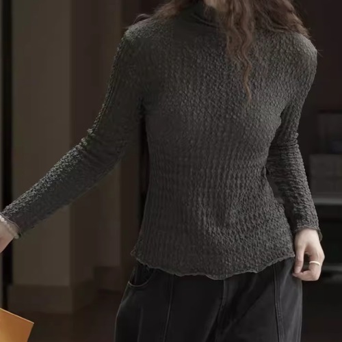 テクスチャーハイネックトップス ・20555