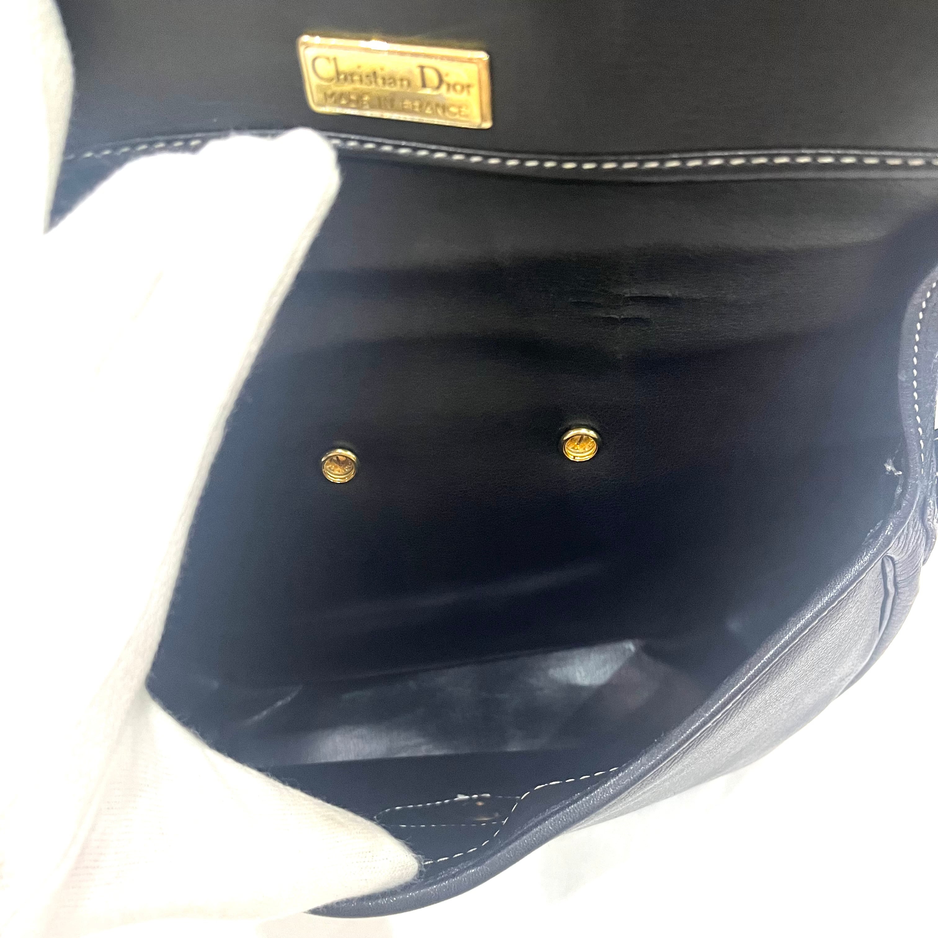 Christian Dior】2244 本革レザーショルダーバッグ ブラック