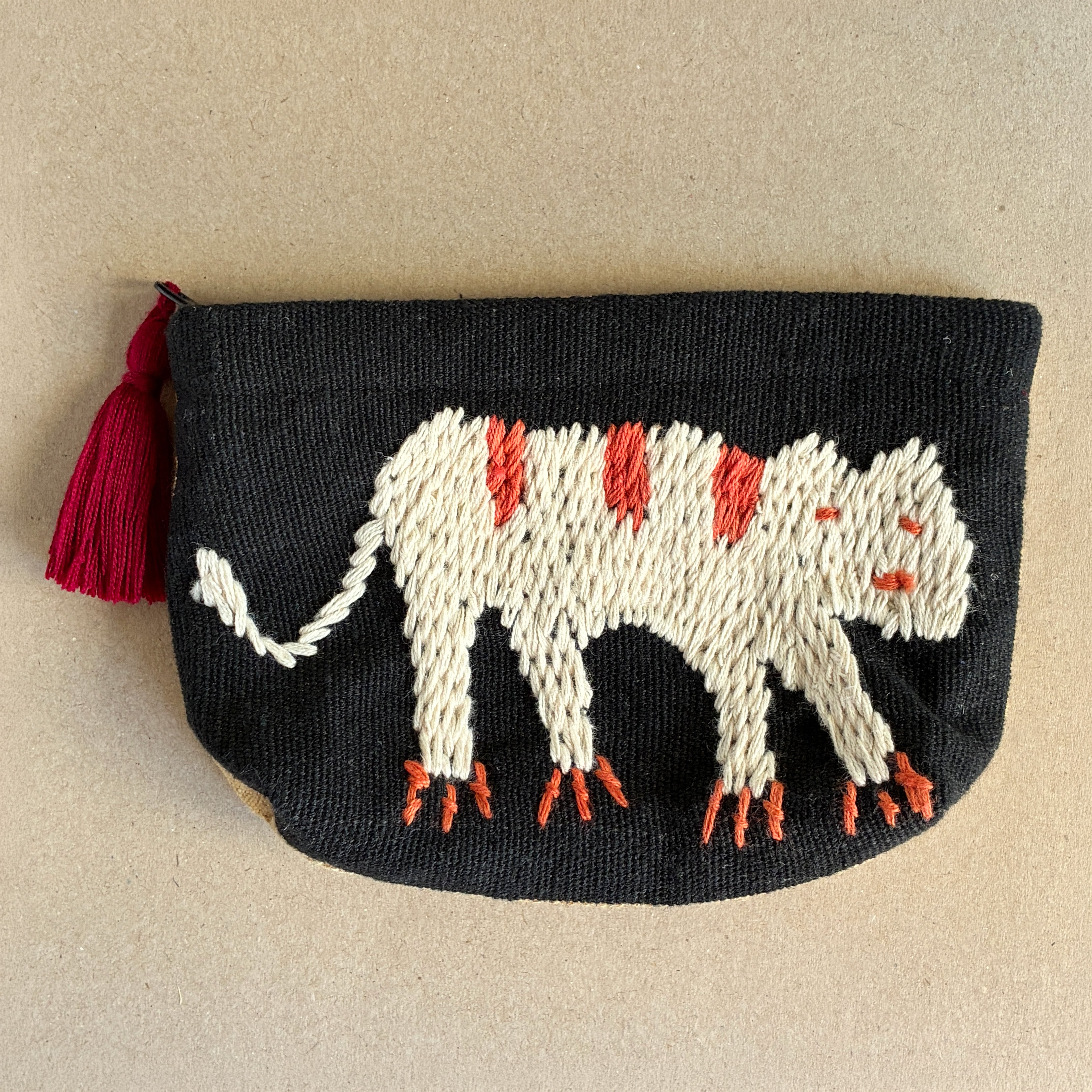 チン族刺繍織物 ポーチ ブラック C BA033