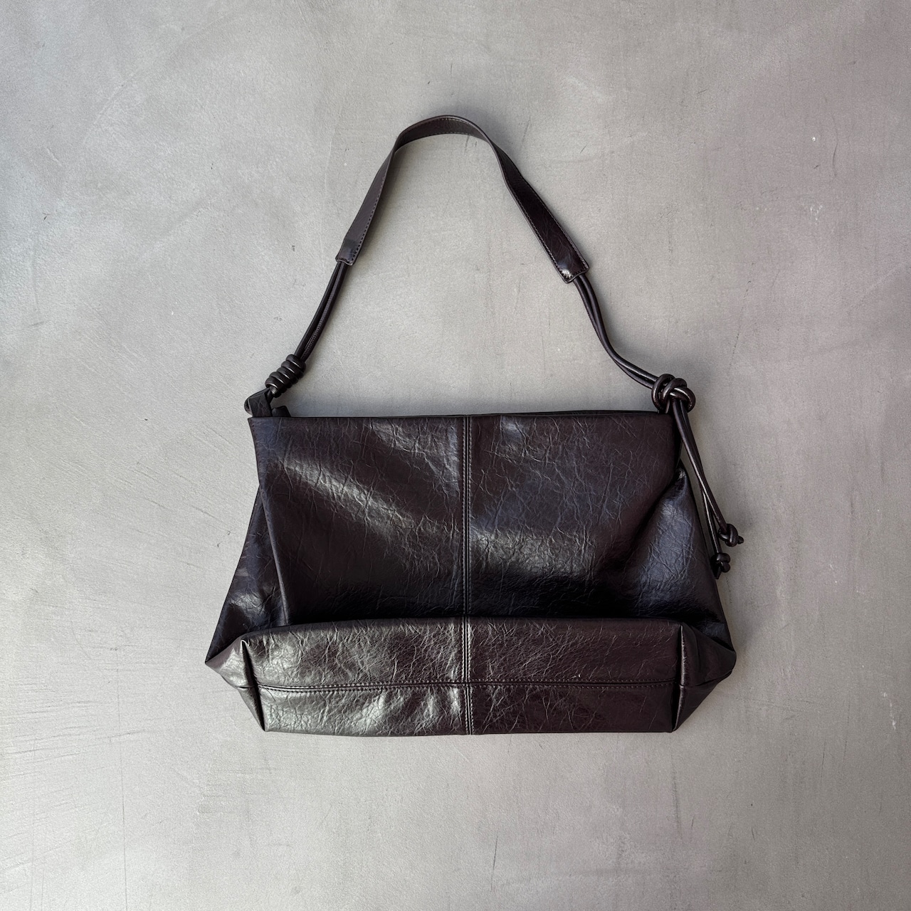 Grained eco leather 2way bag/bordeaux brown