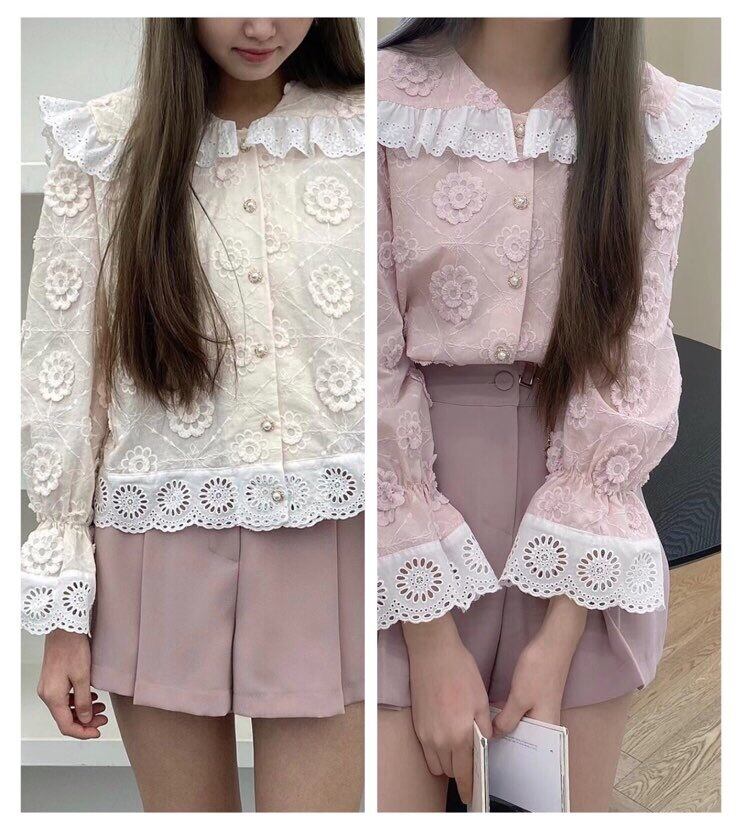 ブラウス　丸襟　涼しい　花柄　ドット　カラフル　おしゃれ　リゾート ブラウス 丸襟 涼しい 花柄 ドット カラフル おしゃれ リゾート