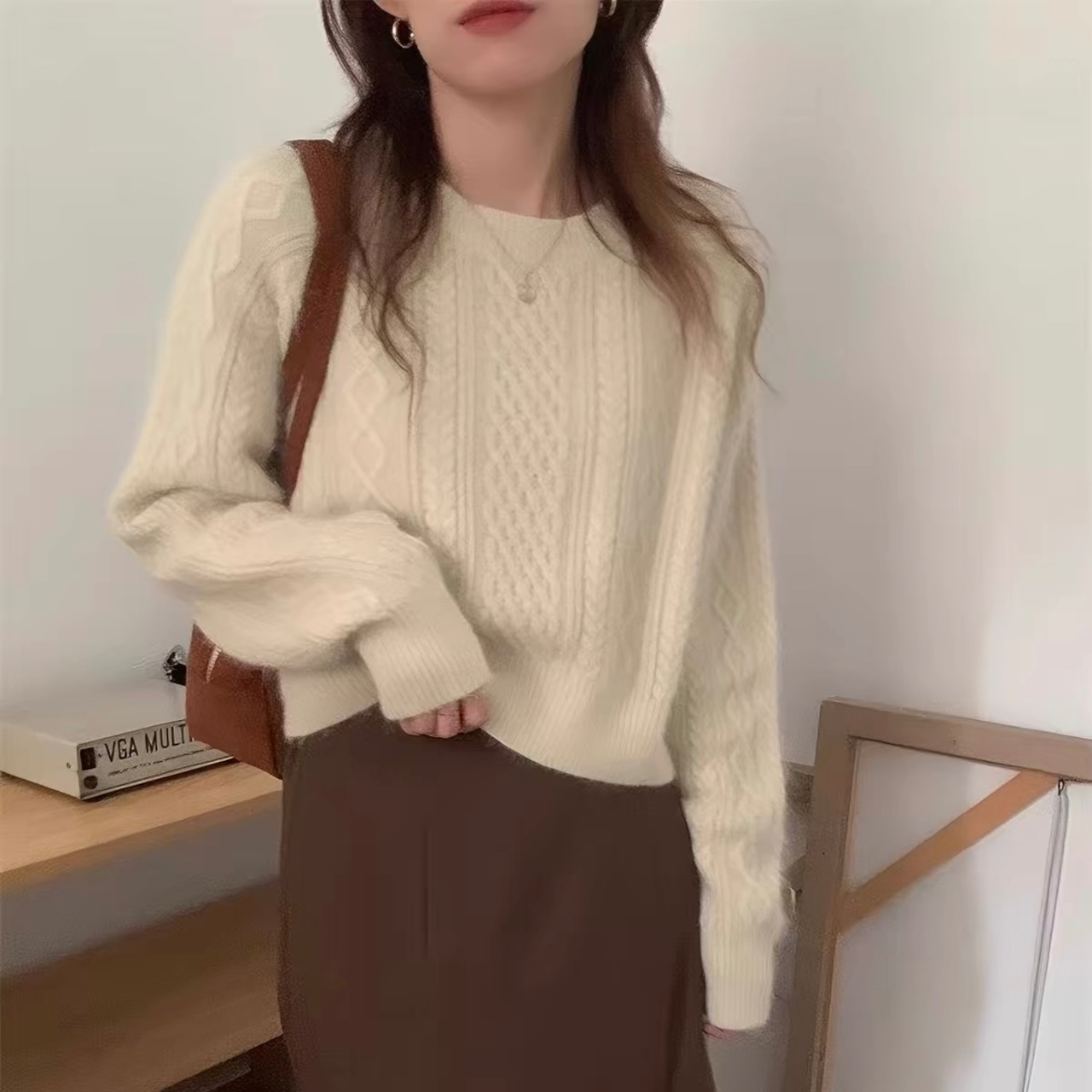 Oversized Thick Knit Cropped Top