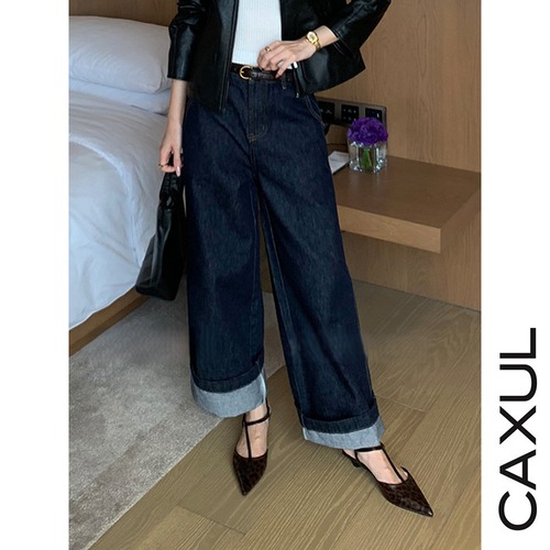Wide Cuff Straight Denim Pants