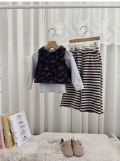 ルプティモ / le petit mo / ストライプターンアップパンツ / 韓国子供服 / キッズ / 26winter〖取寄〗*XS~XL*