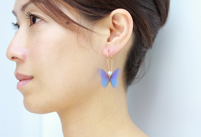 蝶ピアス(イヤリング変更可)Baby Sapphire Fairy Dream Earrings