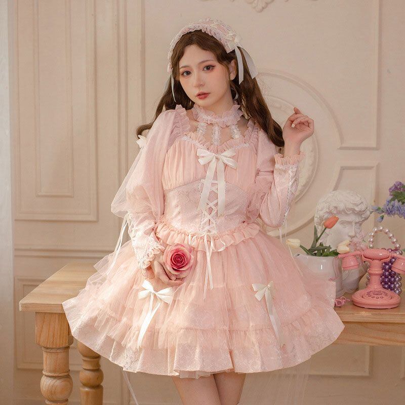 花嫁 ロリータワンピース ロリータドレス ロリータ衣装 lolita 全2色 華やか 甘ロリ 可愛い 原宿 レディース ガーリー 春秋冬  S/M/L/XL