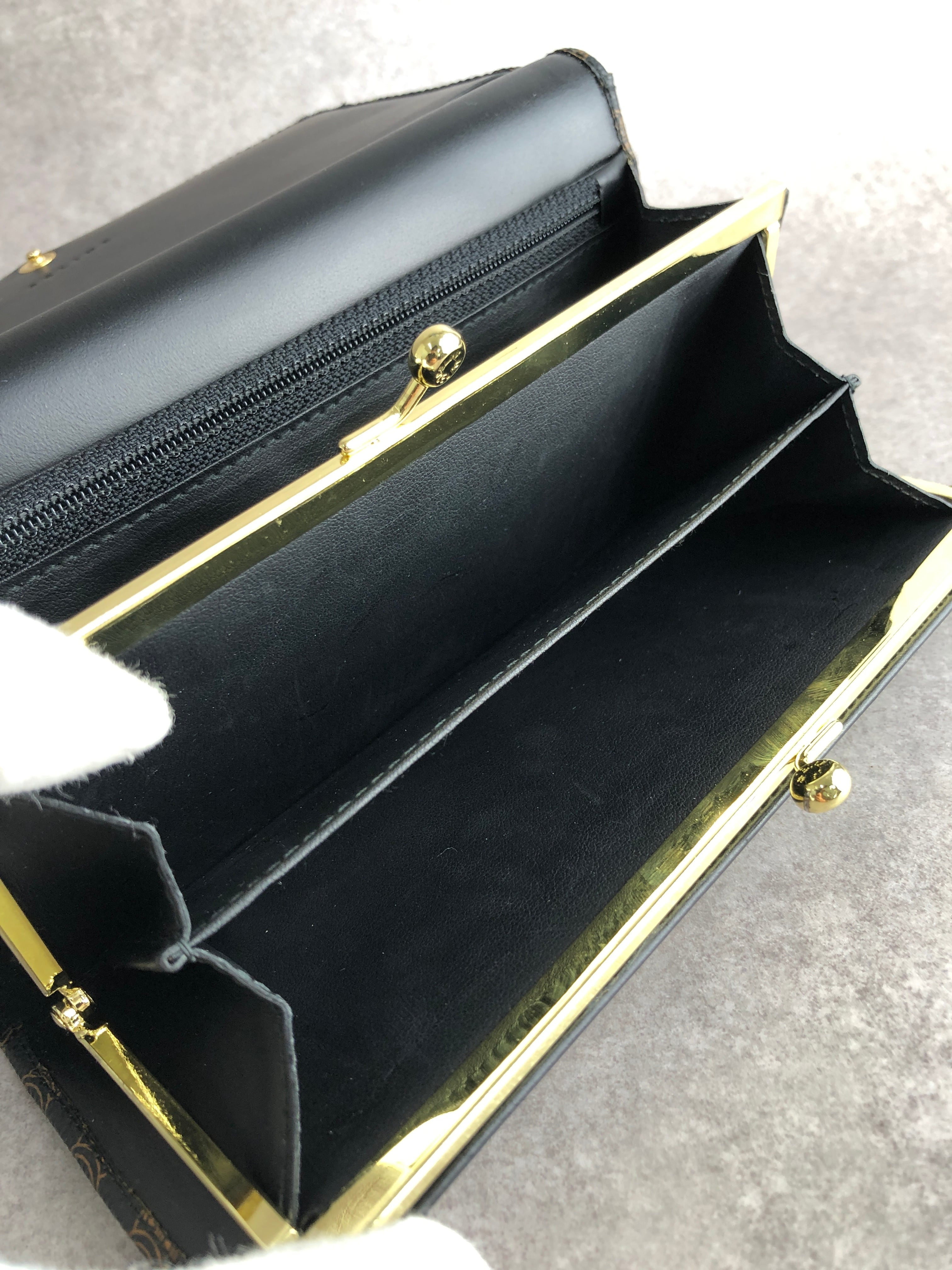CELINE セリーヌ マカダム 財布 ブラック PVC レザー 長財布 vintage