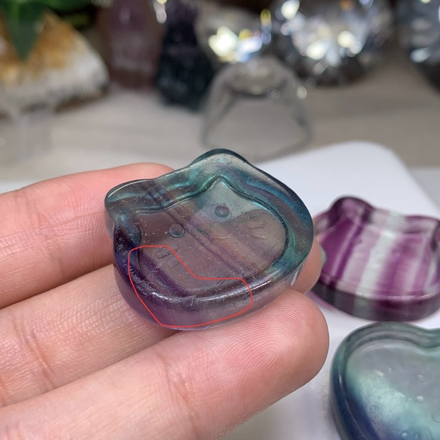 (訳)可愛い猫顔☆フローライト猫皿